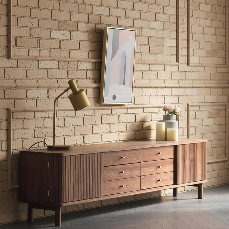 Meuble de rangement minimaliste de style télé moderne, H 19,69 po x L 86,61 po x l 14,17 po