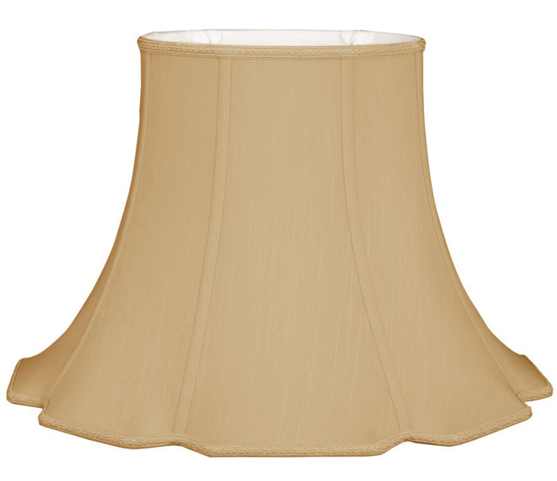Abat-jour cloche en soie / shantung (araignée), Or antique / blanc cassé, H 8 po x l 10 po x P 10 po