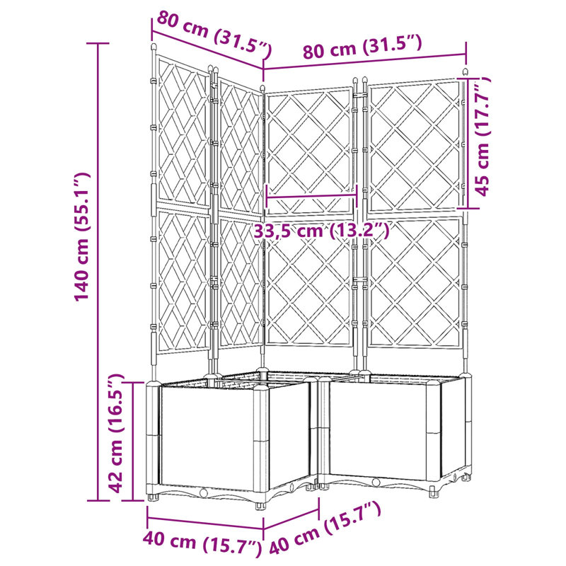 Garden Planters Poly Large Expandable Plant Stand, Light Gray, 143cm H x 80cm W x 80cm D