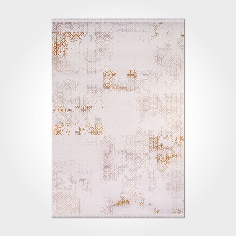Tapis beige moderne lavable à la machine, Rectangle 2 pi 8 po x 5 pi