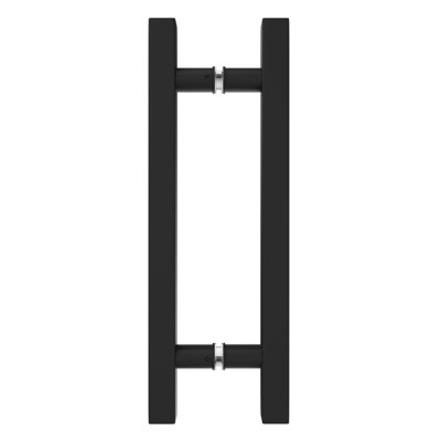 Brixwell SPL6X6MBL Square Ladder Pull Back-to-Back Handle 10" Length, 6" Mounting Center To Center, 5/16" To 1/2" Glazing Thickness, Matte Black Finish