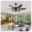Ventilateur de plafond industriel noir 52 po avec lumière et télécommande - Conception de cage moderne, moteur CC silencieux à 6 pales pour le salon et la chambre à coucher