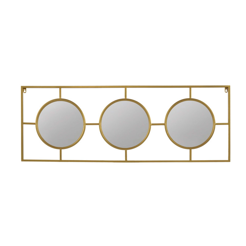 3 Mirror Piece Wall Mirror In Gold Rectangular Frame
