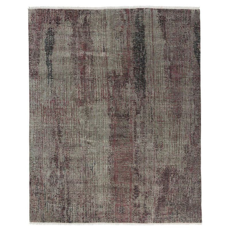 Bedaya Wool Abstract Area Rug in Gray/Purple, Rectangle 6' x 9'