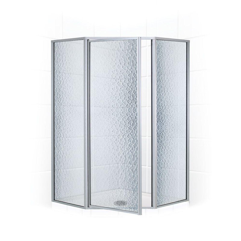 Legend - W x 70'' H Hinged Door Framed Shower Door with, Matte Black, Standard Obscure/Aquatex