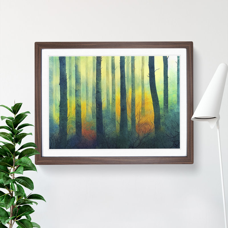 Forest in Colour 1 Piece Single Picture Frame Wall Art, 25cm H x 34cm W x 2cm D, Walnut
