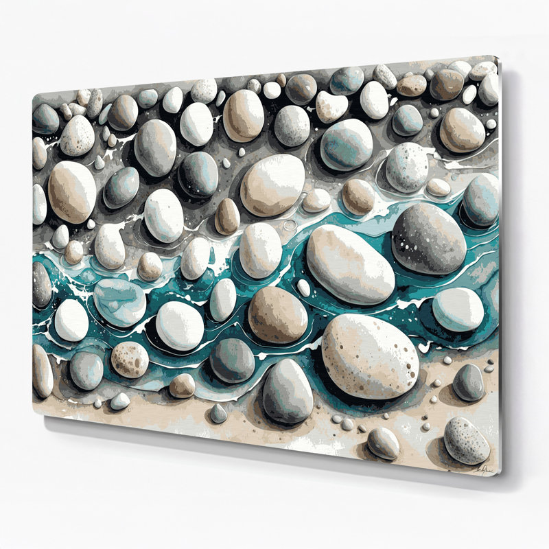 Art mural en métal Coastal Beach Pebble Plus, H 11 po x l 14 po