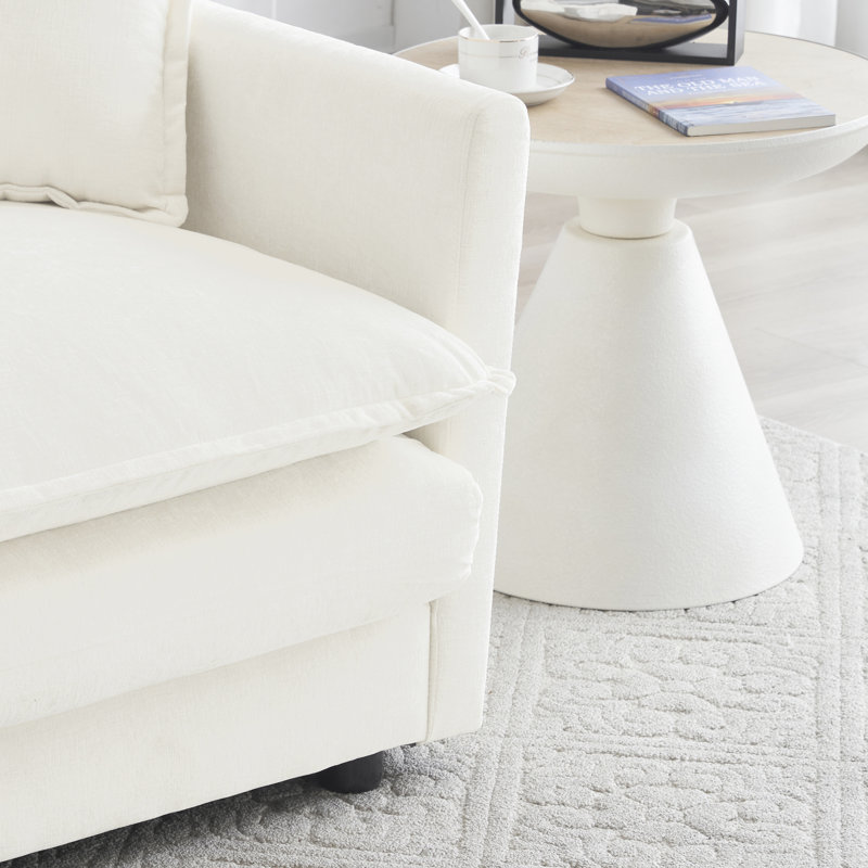 Canapé modulaire blanc avec revêtement en chenille: 3 pour une vie confortable 4