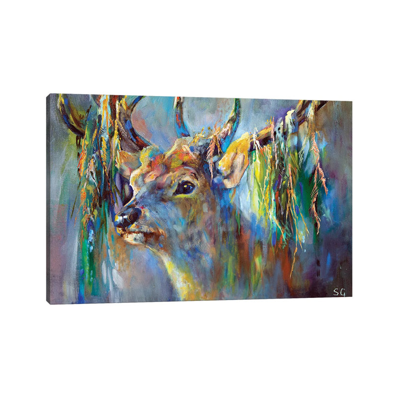 Silver Stag by Sue Gardner - Painting on Canvas, Wrapped Canvas, 66.04 cm H x 45.72 cm W x 1.91 cm D