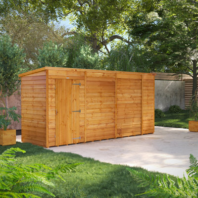 Powersheds 14 x 4ft Timber Overlap Windowless Pent Garden Shed