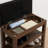 Wooden Frame Shoe-Changing Bench With PU Leather Seat And Open Shelves