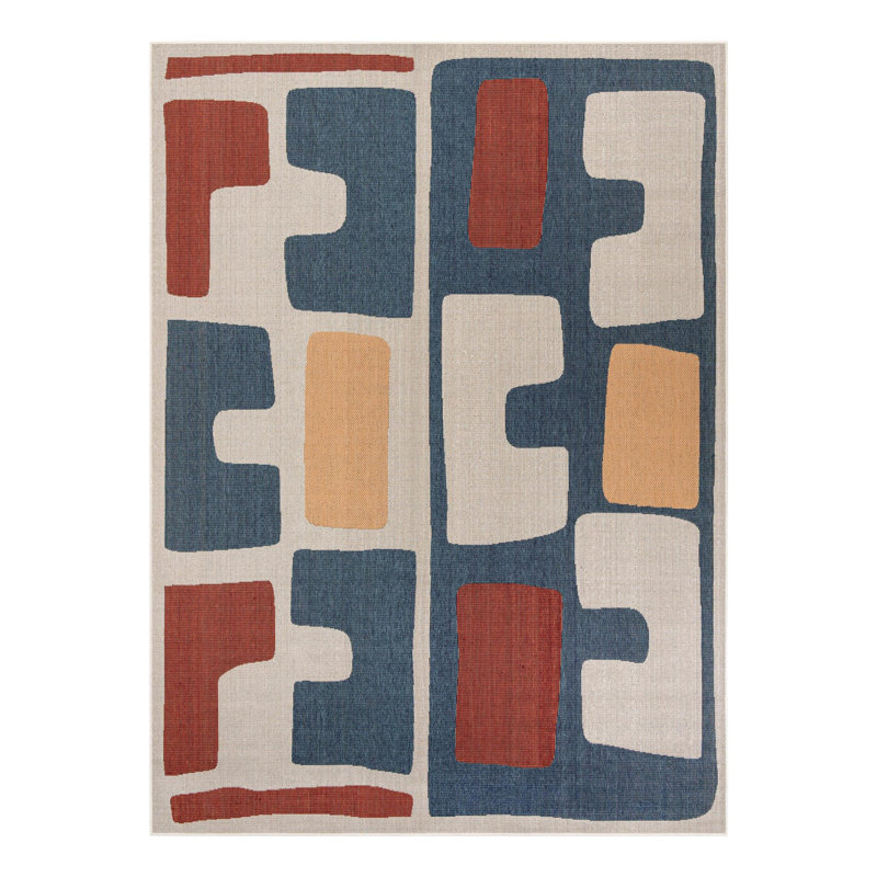 Dreson Abstract Indoor / Outdoor Rug, Rectangle 9' x 12'