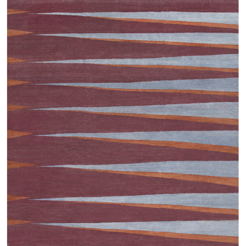 Gammon Geometric Area Rug in Eggplant/Sky Blue/Coral Red, Rectangle 12' x 15'