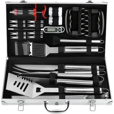 ROMANTICIST 20pc Heavy Duty BBQ Grill Tool Set in Case