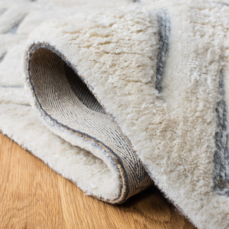 Tapis ivoire / gris touffeté à la main Gaetane, Tapis de couloir 2 pi 3 po x 8 pi