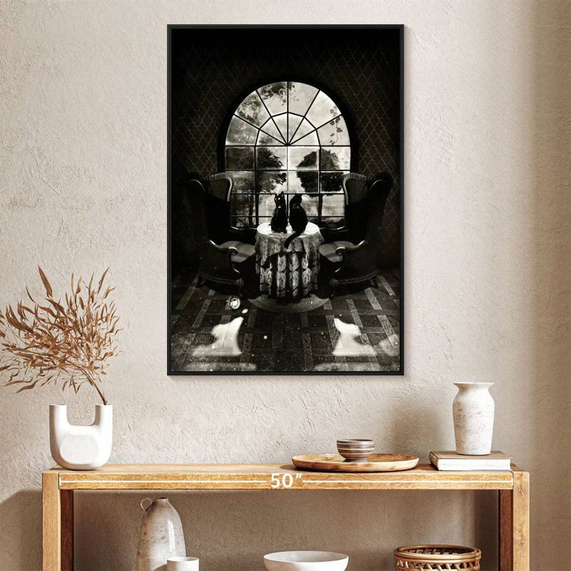 Crâne de chambre BW, Cadre flottant noir, 27 po x 40 po
