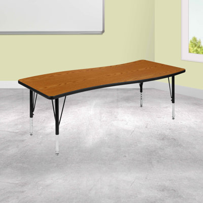 Goddard 28"W x 47.5"L Rectangular Wave Collaborative Grey Adjustable Height Activity Table