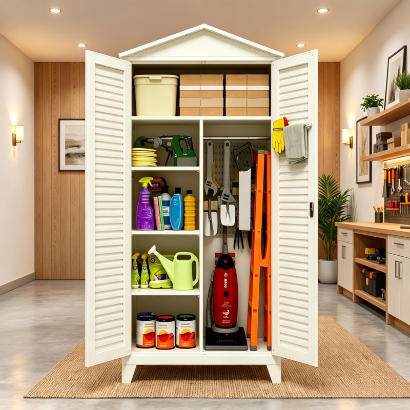 Armoire de rangement de garage Spire en acier de 79,1 pouces de hauteur avec étagères réglables, panneau perforé, barres de suspension et crochets
