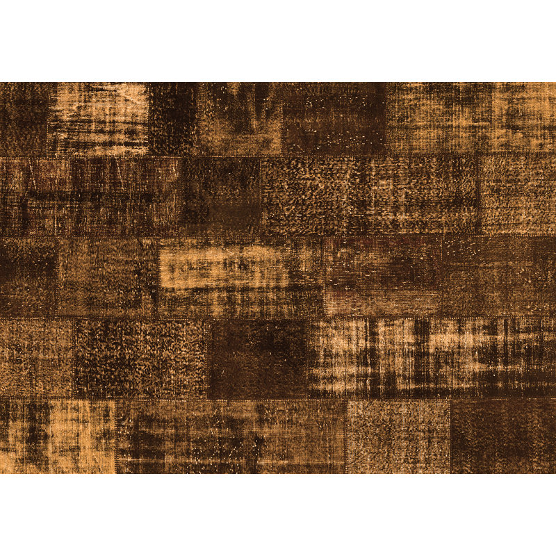 Tapis brun tissé à la machine Mja, Rectangle 8 pi x 12 pi