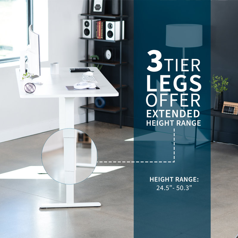 Electric Dual Motor Standing Desk, 71" White Top with Memory Preset