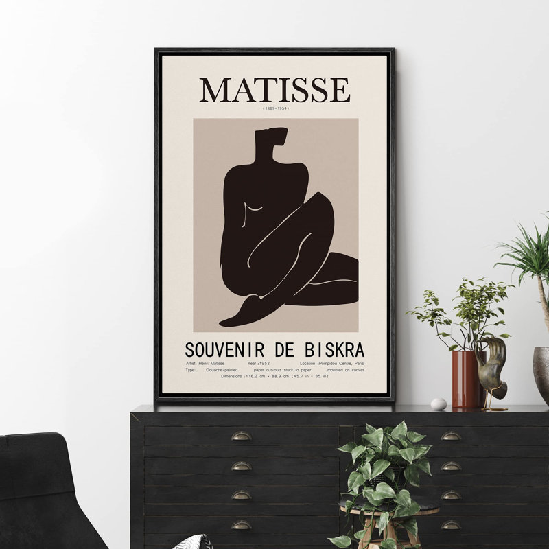 Oeuvre classique "Henri Matisse noir et brun clair, formes de personnes nues" sur, Noir, H 24 po x l 16 po