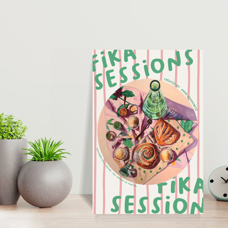 Cozy Fika Spread, art mural contemporain, H 18 po x l 12 po