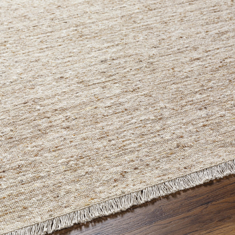Wool Area Rug in Cream, Rectangle 10' x 14'
