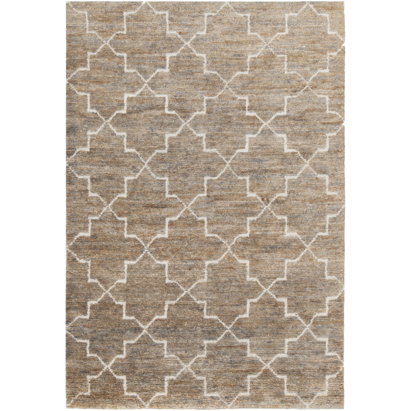 Tapis de zone brune à la main noué la light Levine, 5 pi x 7 pi 6 po