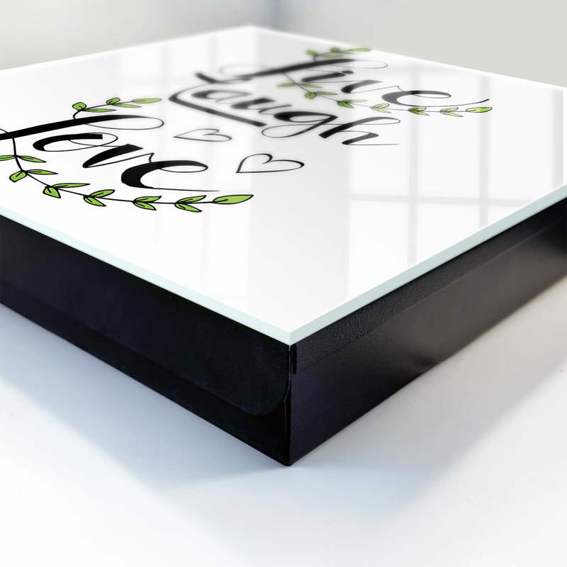 Key box for wall, Opens to the right, 30x30x5, Black, Inspiring words with green plant accents, 