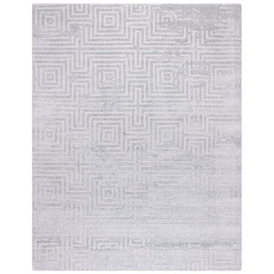 Labuguen Hand Loom Viscose/Cotton Geometric Rug in Gray
