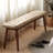Brown - Toned Oak Dining Bench With Khaki Leather Cushion, High Wear , Multifunctional For Living Room Upholstered Filler, And Living, 17.72 In