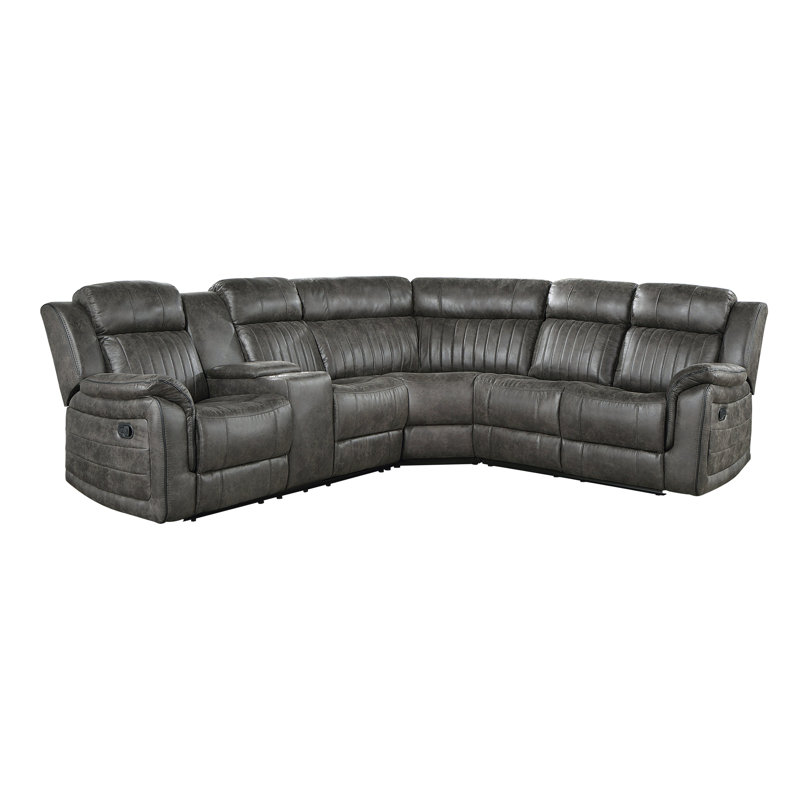 Canapé modulaire inclinable Hisse LAF, Microfibre / microsuède gris brunâtre