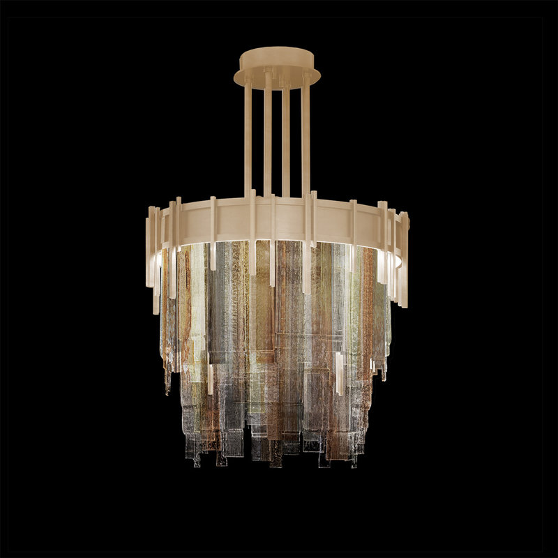 Luminaire suspendu à 10 lumières Arpeggio, Doré, Verre multi-tons