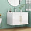 Meuble-lavabo mural avec lavabo à double porte et cintres à fermeture en douceur-544838719