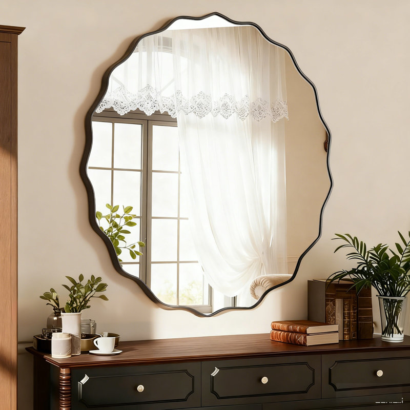 Wall Mirror (set Of 2), 28" x 28", Black