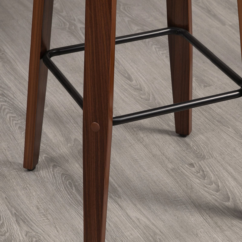 HOMCOM Bar Height Bar Stools, PU Leather Swivel Barstools with Footrest and Tufted Back, Set of 2, Black