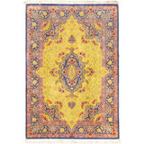 Canvello Qum Hand-Knotted Silk Area Yellow Rug - 4'4" X 6'4"