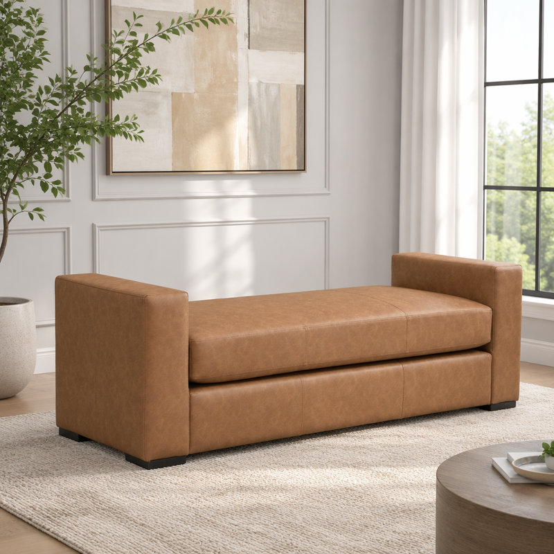 Repose-pieds durable en similicuir brun
