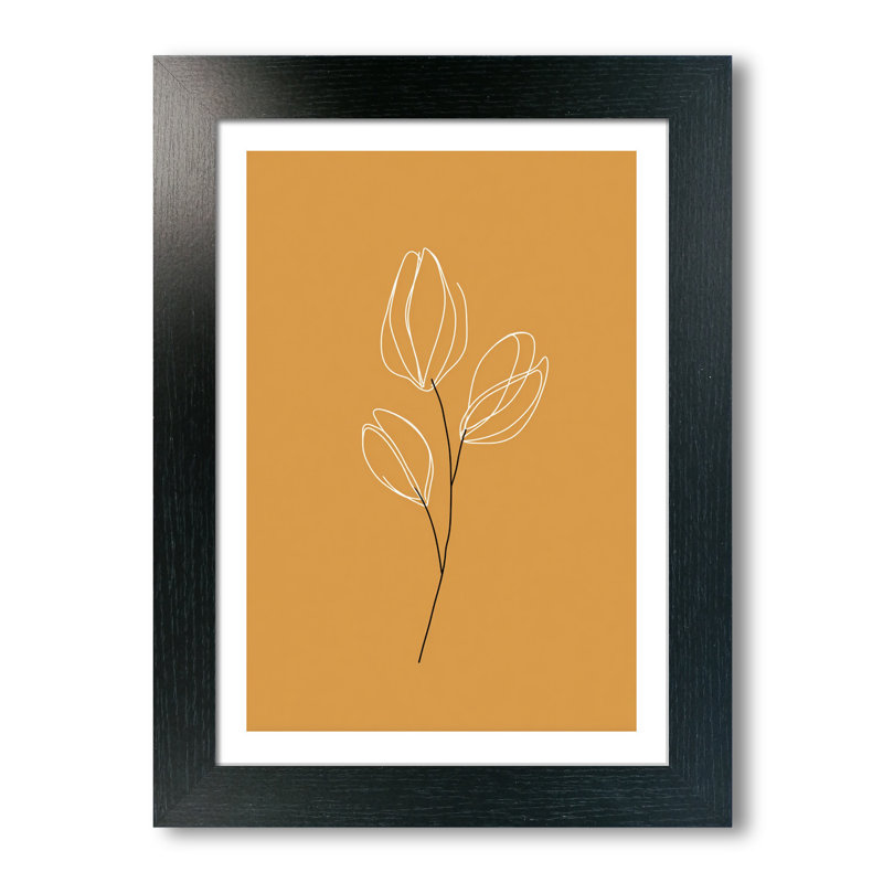 Wall Art Scandinavian botanical linework Home Decor Giclee Art Print minimal mustard tulip illustration elegant Nordic floral lines 1 Piece Wall Art