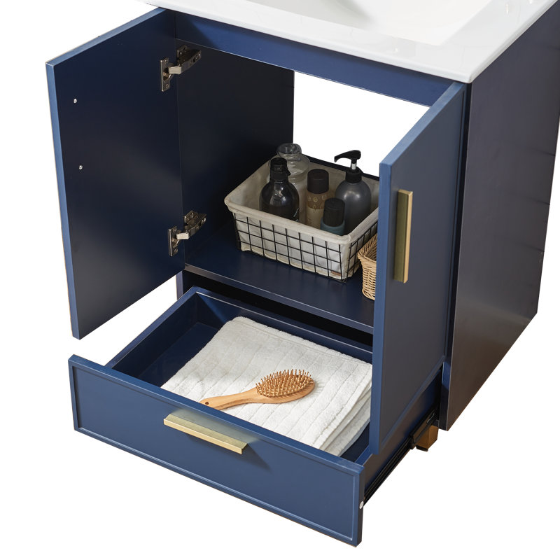 24" Modern Blue Free-Standing Single Bathroom Vanity