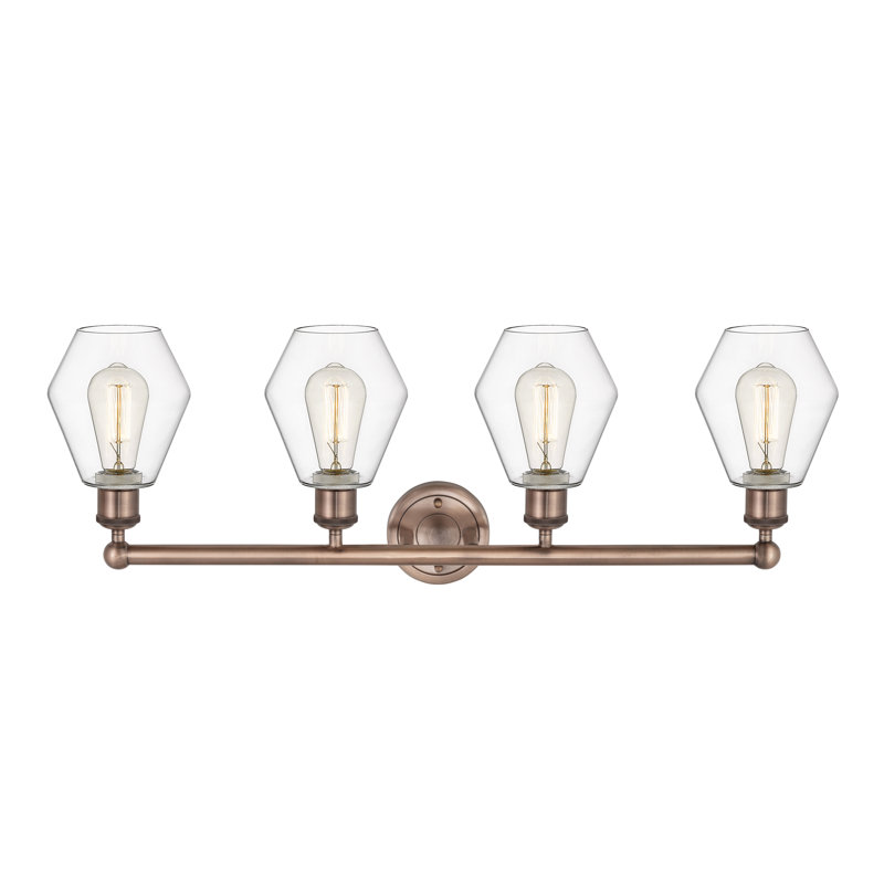 Éclairage pour meuble-lavabo 4 lumières 33 pouces Gabbie, Transparent, Cuivre antique