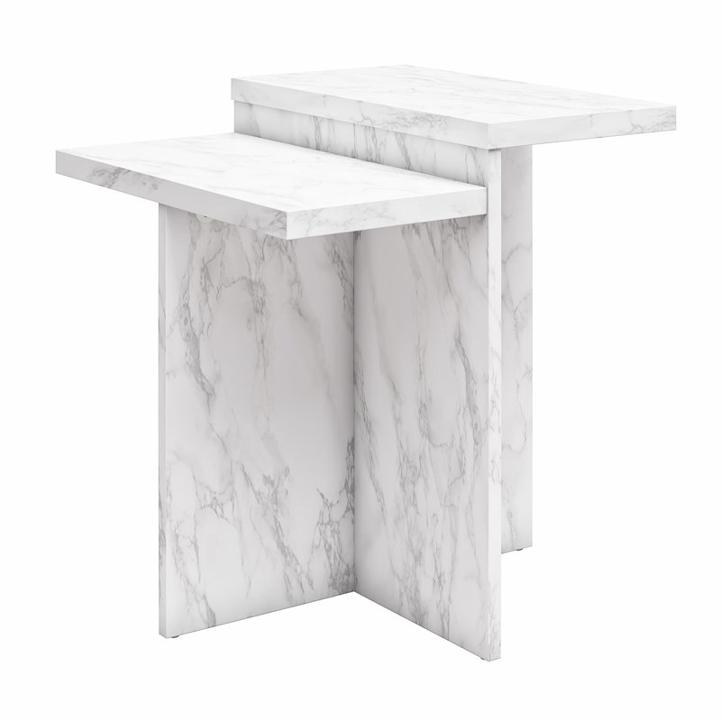 Ced Pedestal End Table, White