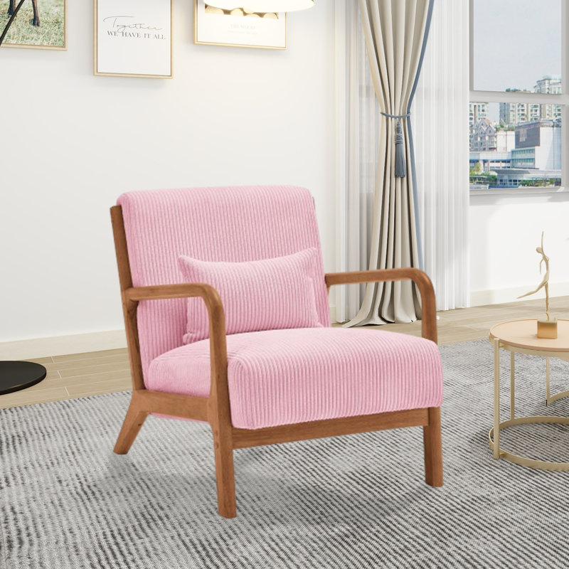 Chaise d'appoint moderne rembourrée en velours côtelé avec coussin et coussin Modern, Marron foncé, Jaune