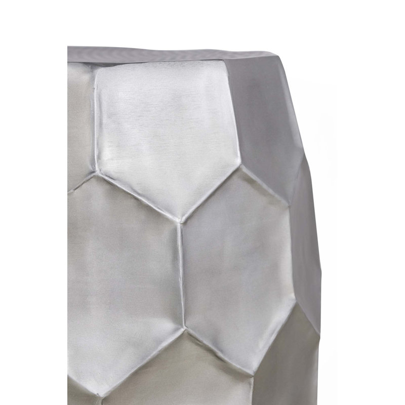 Table de bout et table d'appoint modernes en aluminium de 21 po de hauteur Modern, Argent argent