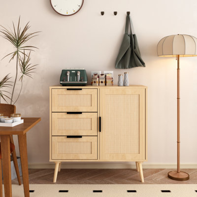 Wood Bedroom Cabinet - 3 Drawers, Versatile Shelf Settings, Construction Material, Easy Assembly Process Modern Adjustable Shelf, Spacious Design, Materials, Simple