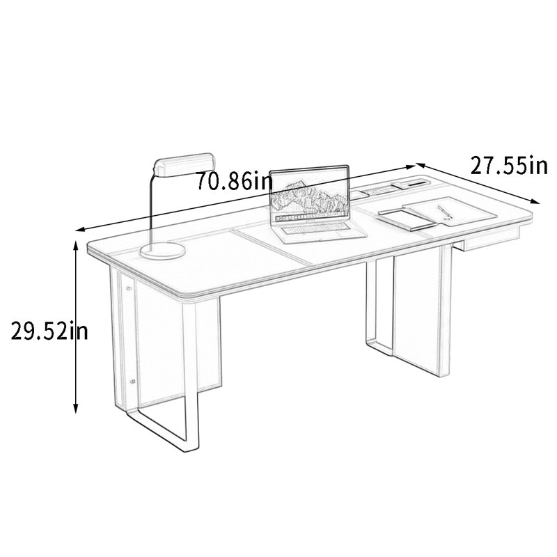 Desk with Hidden Smart Socket Saddle, 29.52" H x 70.86" W x 27.55" D