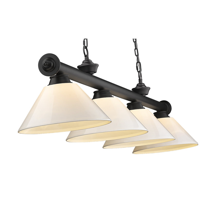 Annaleisa 4 - Light Pool Table Lights Pendant, White, Matte Black