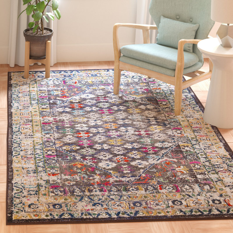 Tapis brun / gris Hertzler Southwestern, Rectangle 5 pi 1 po x 7 pi 7 po