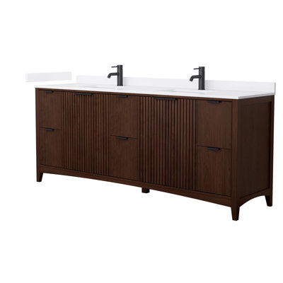 Palmilla 84" Freestanding Double Bathroom Vanity with Cultured Marble Top