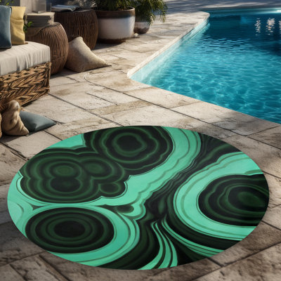 Malachite Stone Round Outdoor Area Rug | Bedroom Decor
